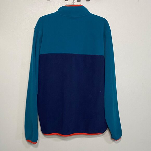 Lands End Mens XL Fleece Pullover Snap Collar Teal & Navy - Picture 2 of 7
